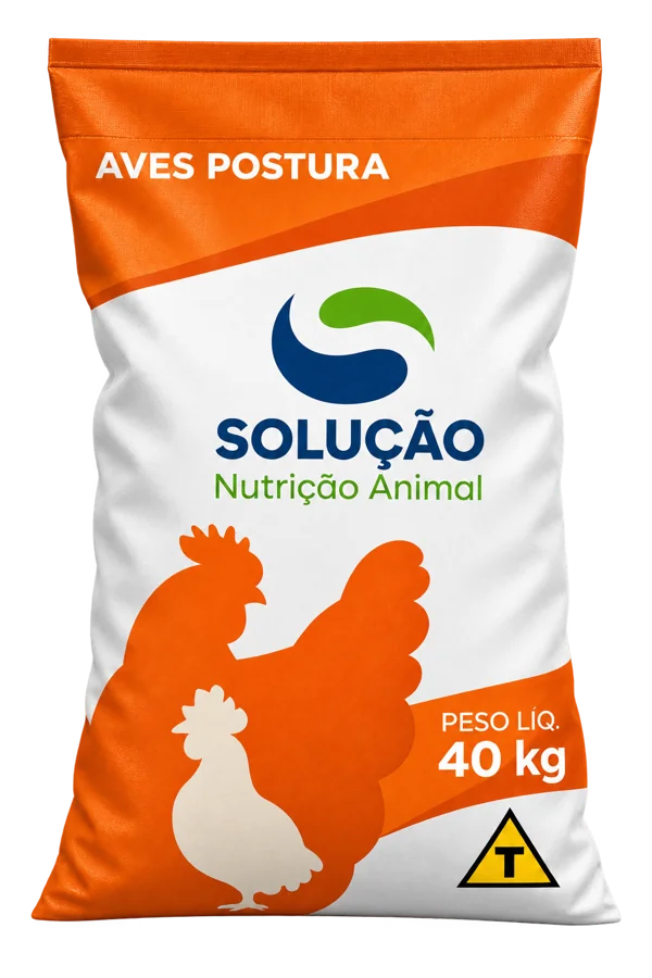 Saco laranja de 40 kg da Ração Solução Aves Postura